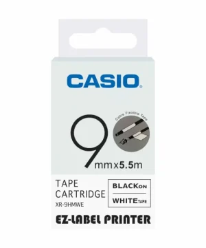 Casio PT-9WE Black on white cartridge