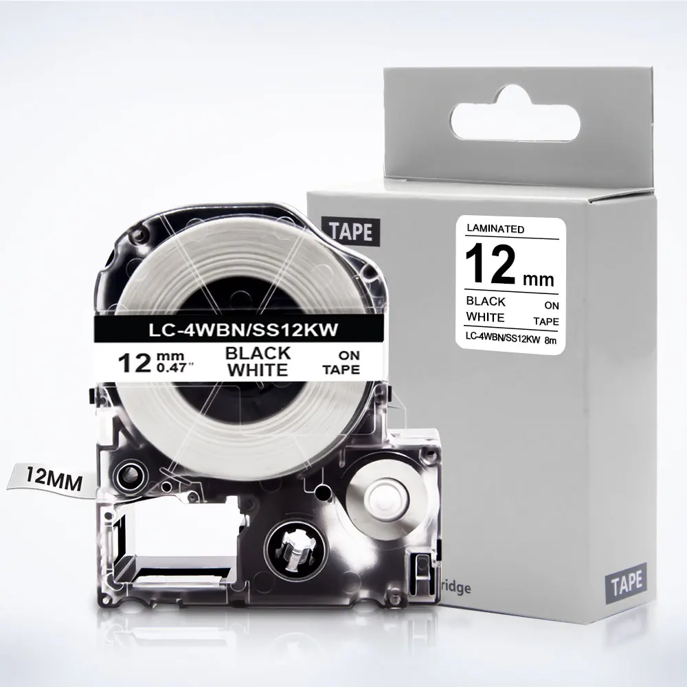 Epson SS-12KW 12mm 8m Black on white Tape